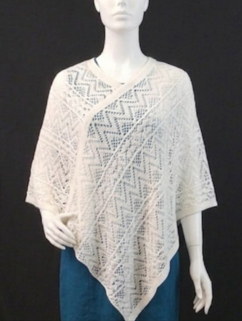 Britt's Knits Acrylic White Lightweight Poncho